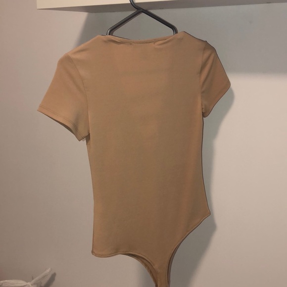 Beige/ camel & black T shirt bodysuit - Picture 3 of 4